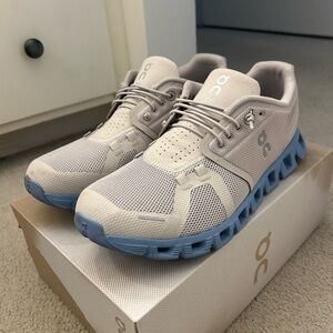 On Running Women’s Beige and Light Blue Athletic Shoes